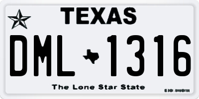 TX license plate DML1316