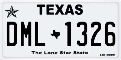 TX license plate DML1326