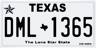 TX license plate DML1365