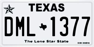 TX license plate DML1377