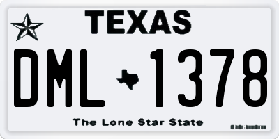 TX license plate DML1378