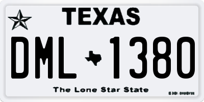 TX license plate DML1380