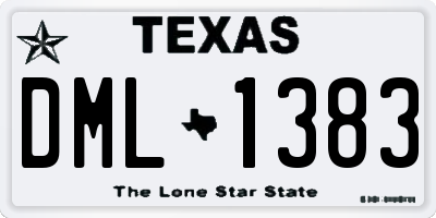 TX license plate DML1383