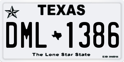 TX license plate DML1386