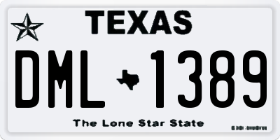 TX license plate DML1389