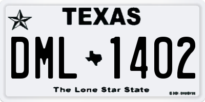 TX license plate DML1402