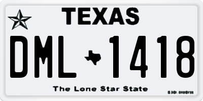 TX license plate DML1418