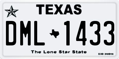 TX license plate DML1433
