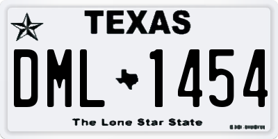 TX license plate DML1454