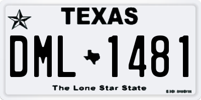 TX license plate DML1481