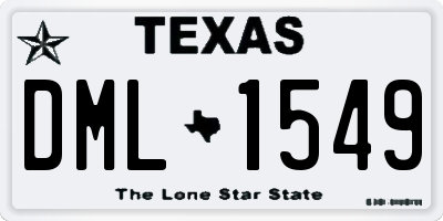 TX license plate DML1549