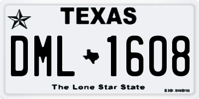 TX license plate DML1608