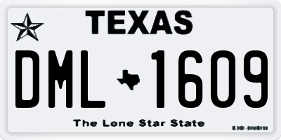 TX license plate DML1609