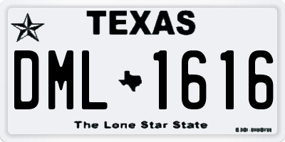 TX license plate DML1616
