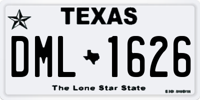 TX license plate DML1626