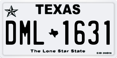 TX license plate DML1631