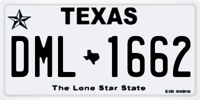 TX license plate DML1662