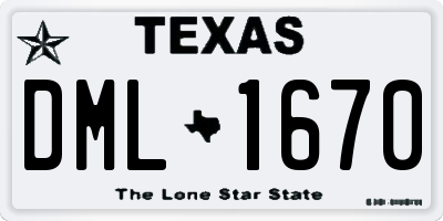TX license plate DML1670
