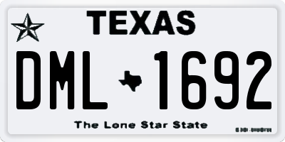 TX license plate DML1692