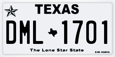 TX license plate DML1701