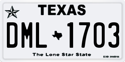 TX license plate DML1703