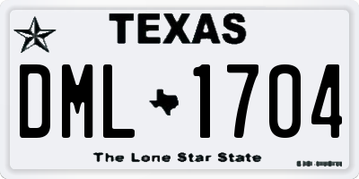 TX license plate DML1704
