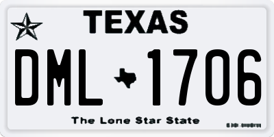 TX license plate DML1706
