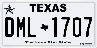 TX license plate DML1707