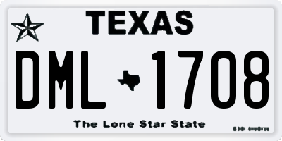 TX license plate DML1708