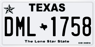 TX license plate DML1758