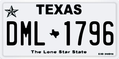 TX license plate DML1796