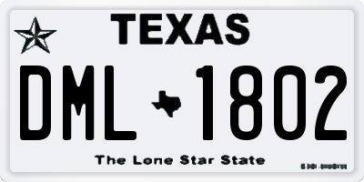TX license plate DML1802