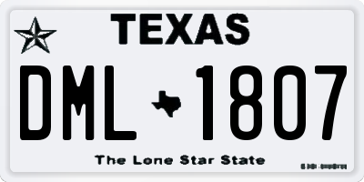 TX license plate DML1807