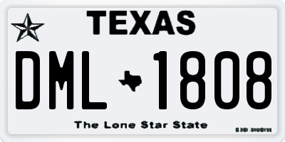 TX license plate DML1808