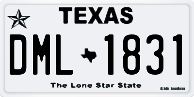 TX license plate DML1831