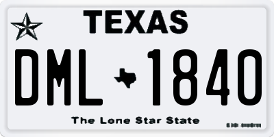 TX license plate DML1840