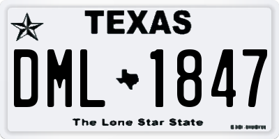 TX license plate DML1847