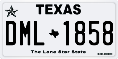 TX license plate DML1858