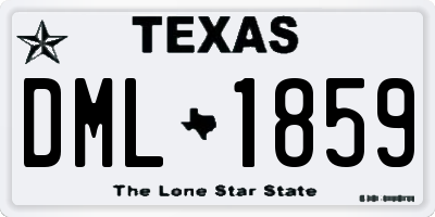 TX license plate DML1859