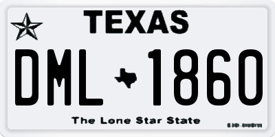TX license plate DML1860