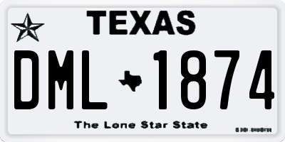 TX license plate DML1874
