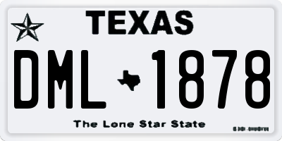 TX license plate DML1878