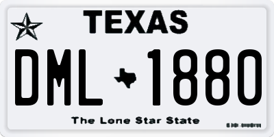 TX license plate DML1880