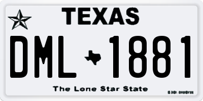 TX license plate DML1881