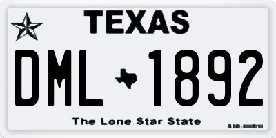 TX license plate DML1892