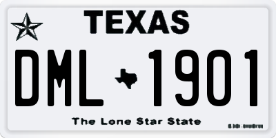 TX license plate DML1901