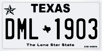 TX license plate DML1903