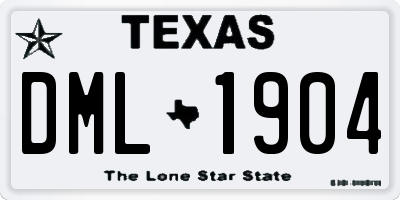 TX license plate DML1904