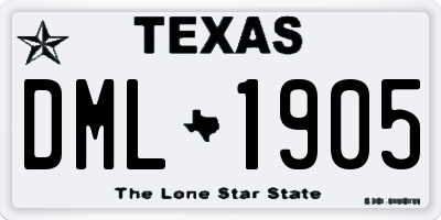 TX license plate DML1905