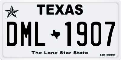 TX license plate DML1907